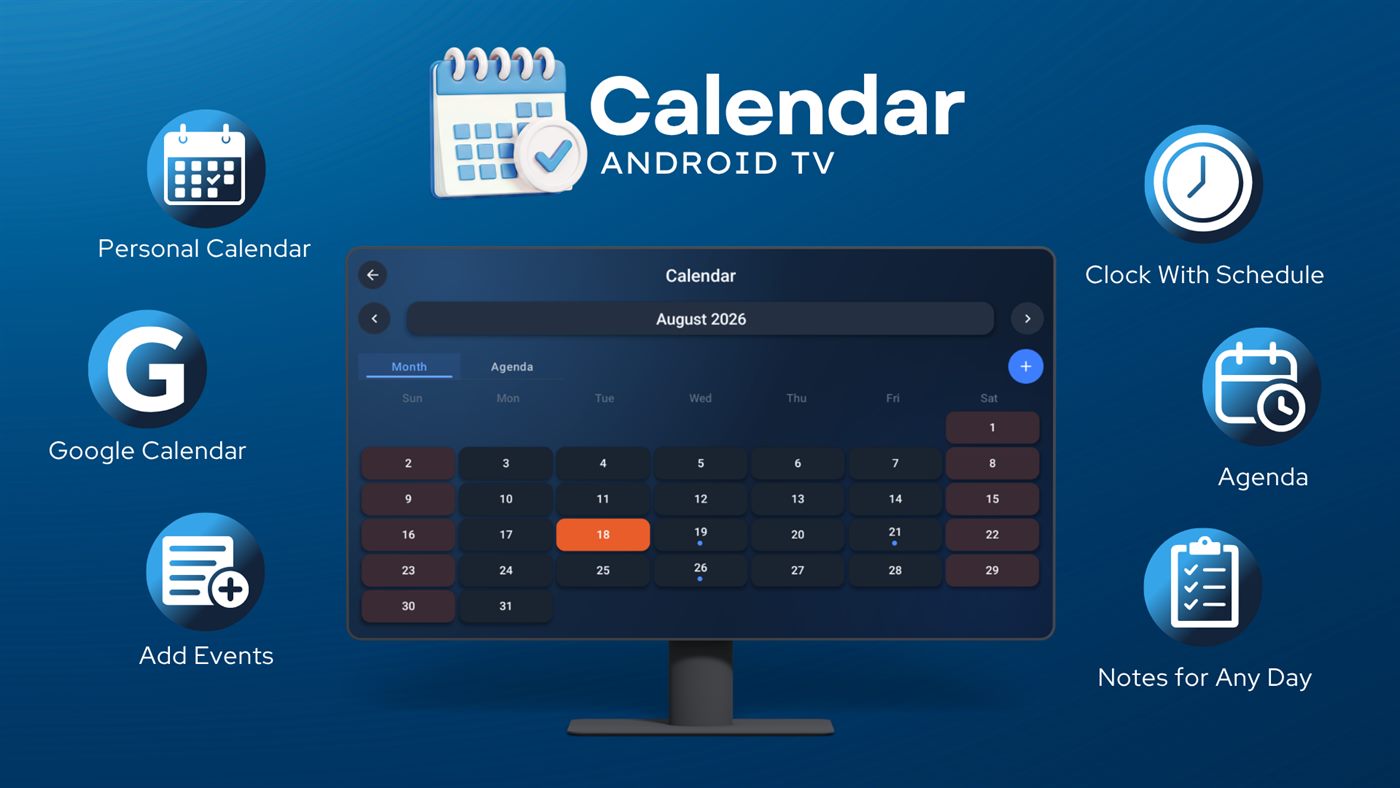 Feature overview of Calendar Android TV