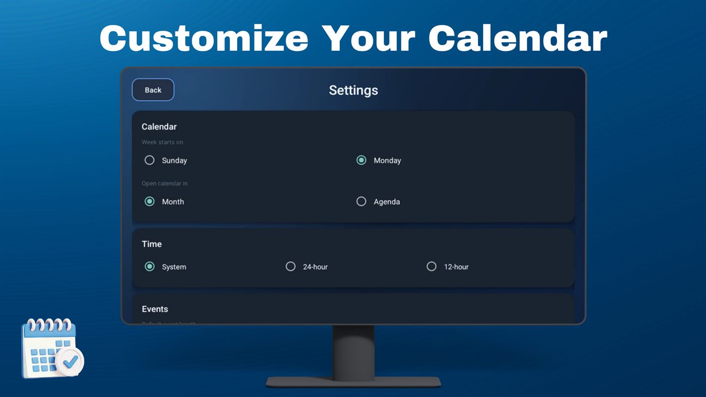 Settings screen